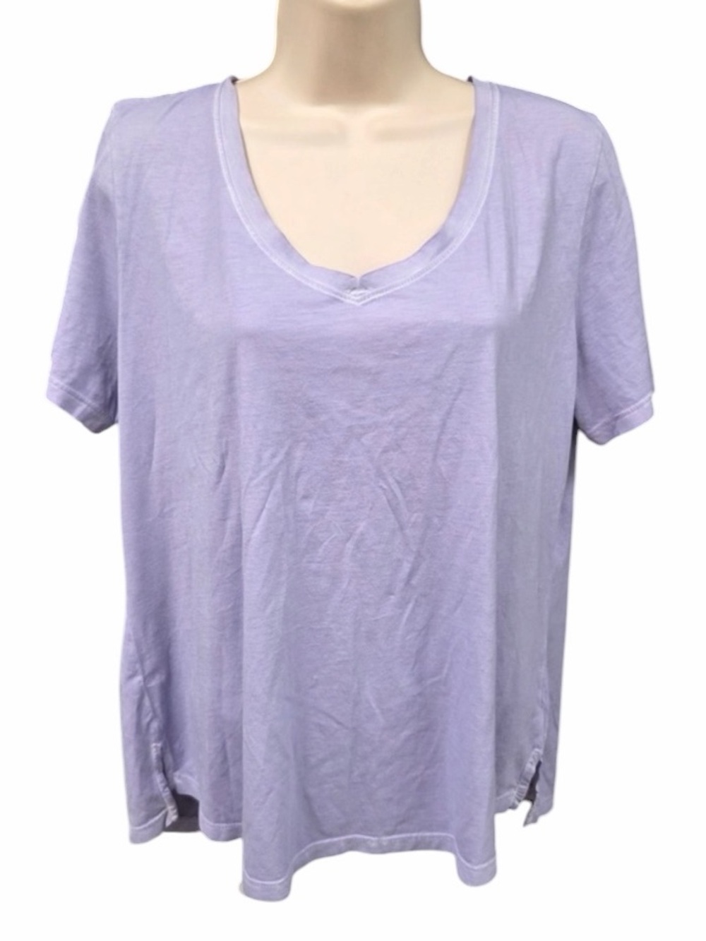 NWT PERUVIAN CONNECTION Pima Cotton V Neck Tee Shirt Women’s Large purple 8397